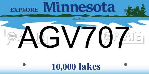 AGV707 Minnesota License Plate