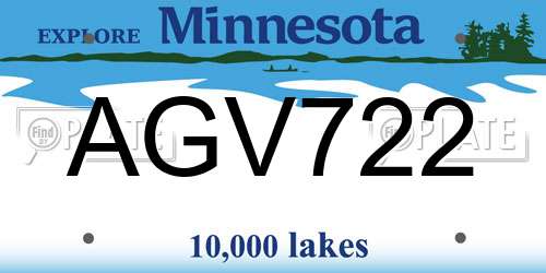 AGV722 Minnesota License Plate