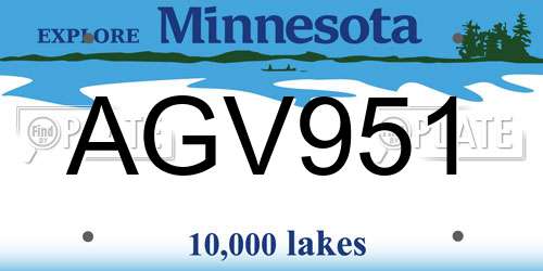 AGV951 Minnesota License Plate