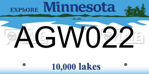AGW022 Minnesota License Plate