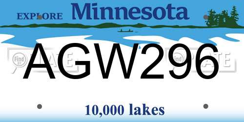 AGW296 Minnesota License Plate