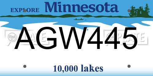 AGW445 Minnesota License Plate