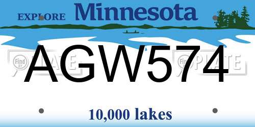 AGW574 Minnesota License Plate