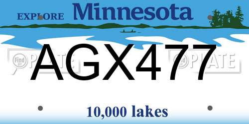 AGX477 Minnesota License Plate