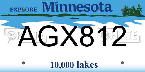 AGX812 Minnesota License Plate