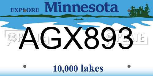 AGX893 Minnesota License Plate