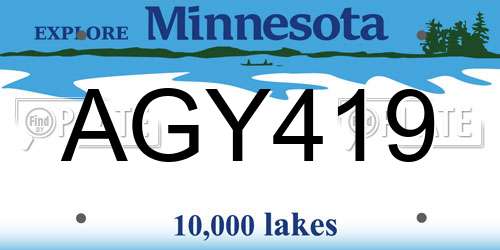 AGY419 Minnesota License Plate