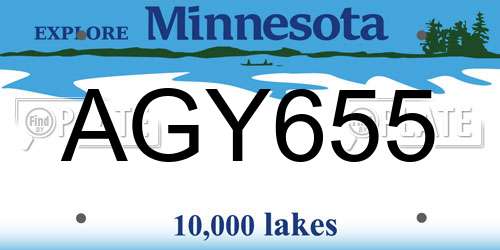 AGY655 Minnesota License Plate