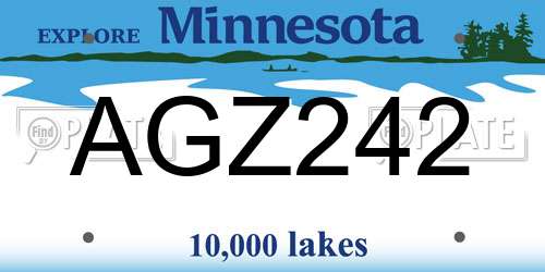 AGZ242 Minnesota License Plate