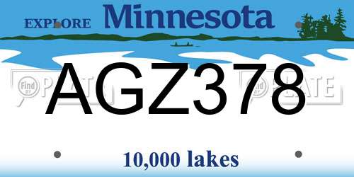 AGZ378 Minnesota License Plate