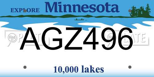 AGZ496 Minnesota License Plate