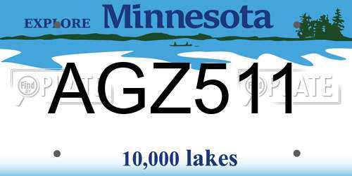 AGZ511 Minnesota License Plate