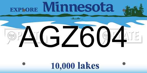 AGZ604 Minnesota License Plate