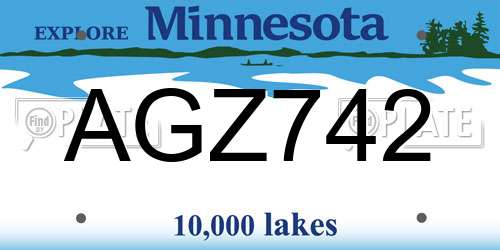 AGZ742 Minnesota License Plate
