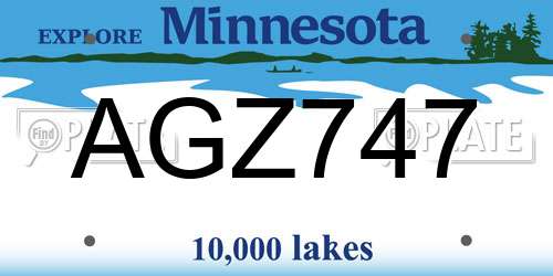 AGZ747 Minnesota License Plate