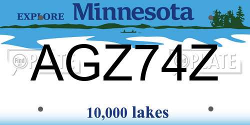 AGZ74Z Minnesota License Plate