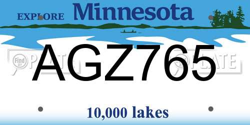 AGZ765 Minnesota License Plate
