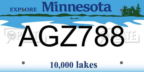 AGZ788 Minnesota License Plate