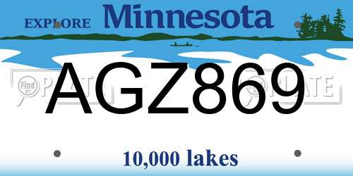 AGZ869 Minnesota License Plate
