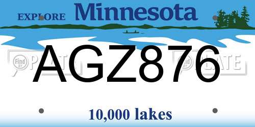 AGZ876 Minnesota License Plate