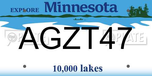 AGZT47 Minnesota License Plate