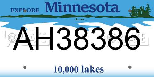AH38386 Minnesota License Plate