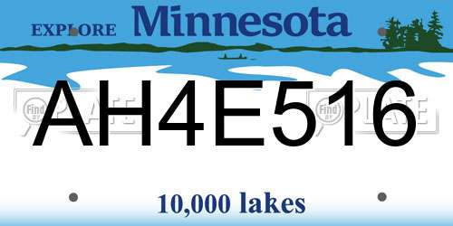 AH4E516 Minnesota License Plate