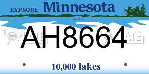 AH8664 Minnesota License Plate