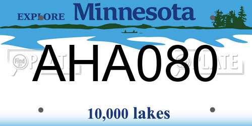 AHA080 Minnesota License Plate