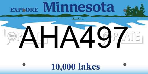 AHA497 Minnesota License Plate