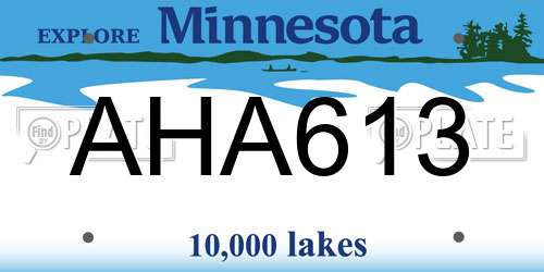 AHA613 Minnesota License Plate