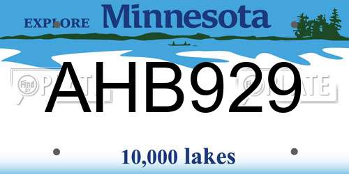 AHB929 Minnesota License Plate