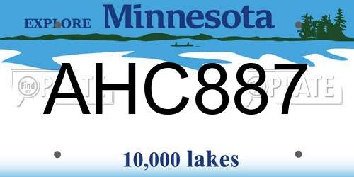AHC887 Minnesota License Plate