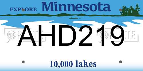 AHD219 Minnesota License Plate