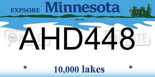 AHD448 Minnesota License Plate