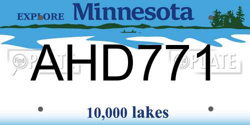 AHD771 Minnesota License Plate