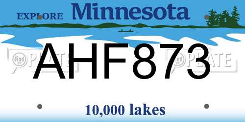 AHF873 Minnesota License Plate