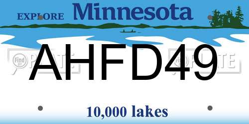 AHFD49 Minnesota License Plate