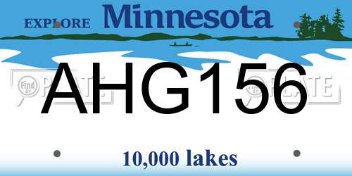 AHG156 Minnesota License Plate