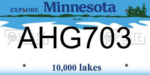 AHG703 Minnesota License Plate