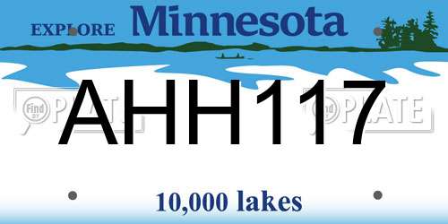 AHH117 Minnesota License Plate