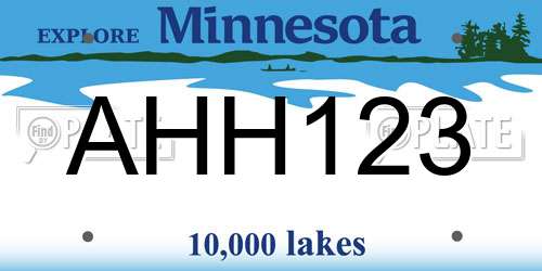 AHH123 Minnesota License Plate
