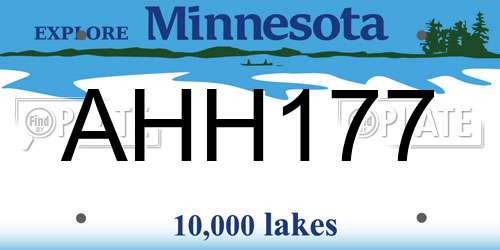 AHH177 Minnesota License Plate