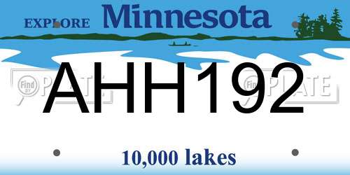 AHH192 Minnesota License Plate