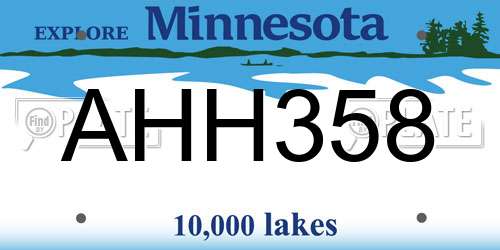 AHH358 Minnesota License Plate