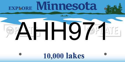 AHH971 Minnesota License Plate
