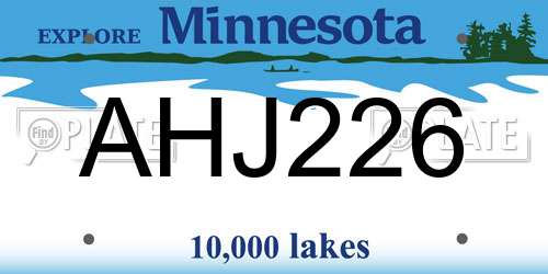 AHJ226 Minnesota License Plate