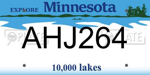 AHJ264 Minnesota License Plate