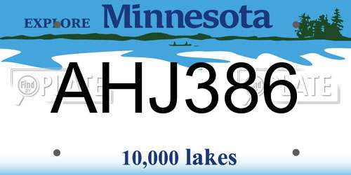 AHJ386 Minnesota License Plate