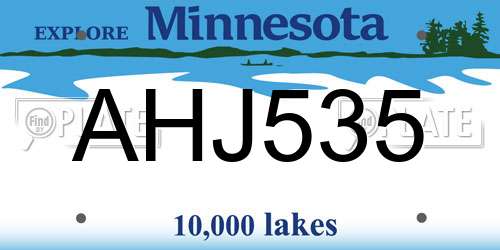AHJ535 Minnesota License Plate